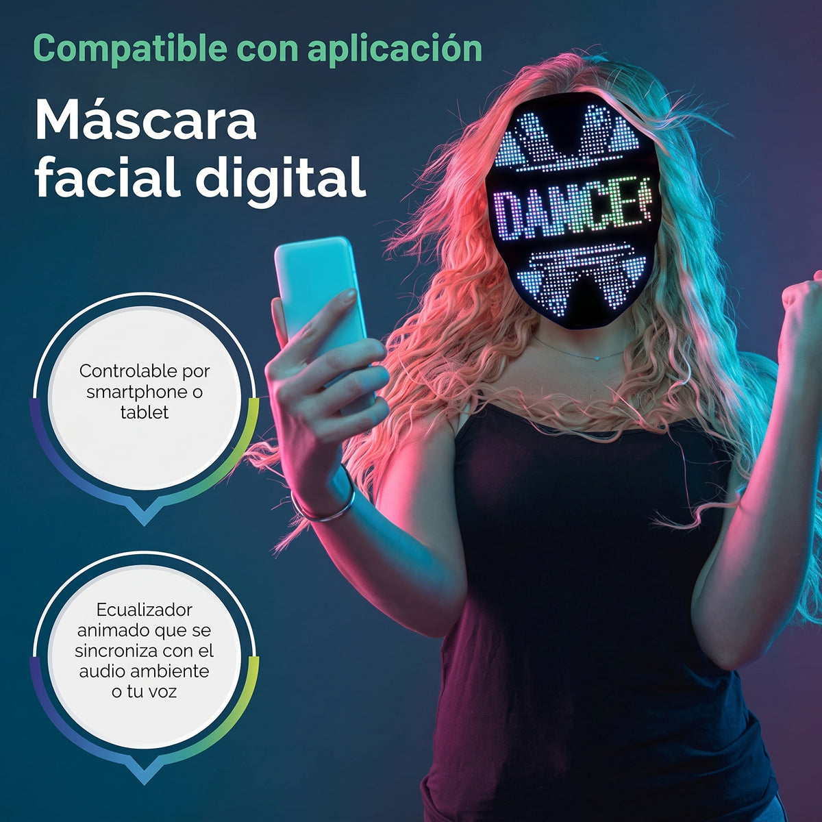 MASCARAS LED BLUETOOTH